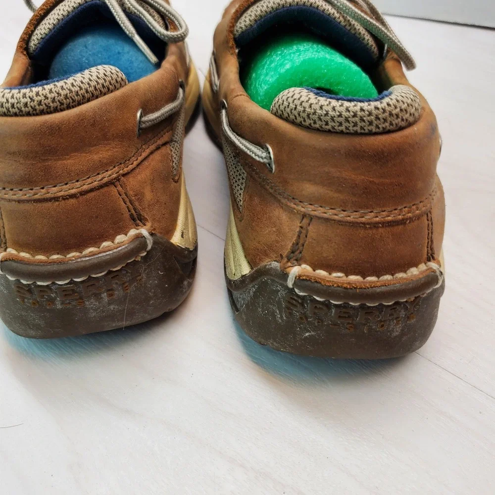 Sperry‎ Top-Sider Billfish Mens 11.5 M Tan Brown Leather Mesh Boat Shoes Coastal